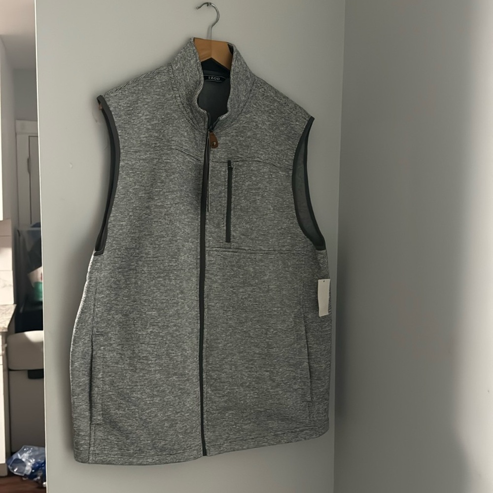Izod Advantage Performance Stretch mens full zip fleece vest size Large